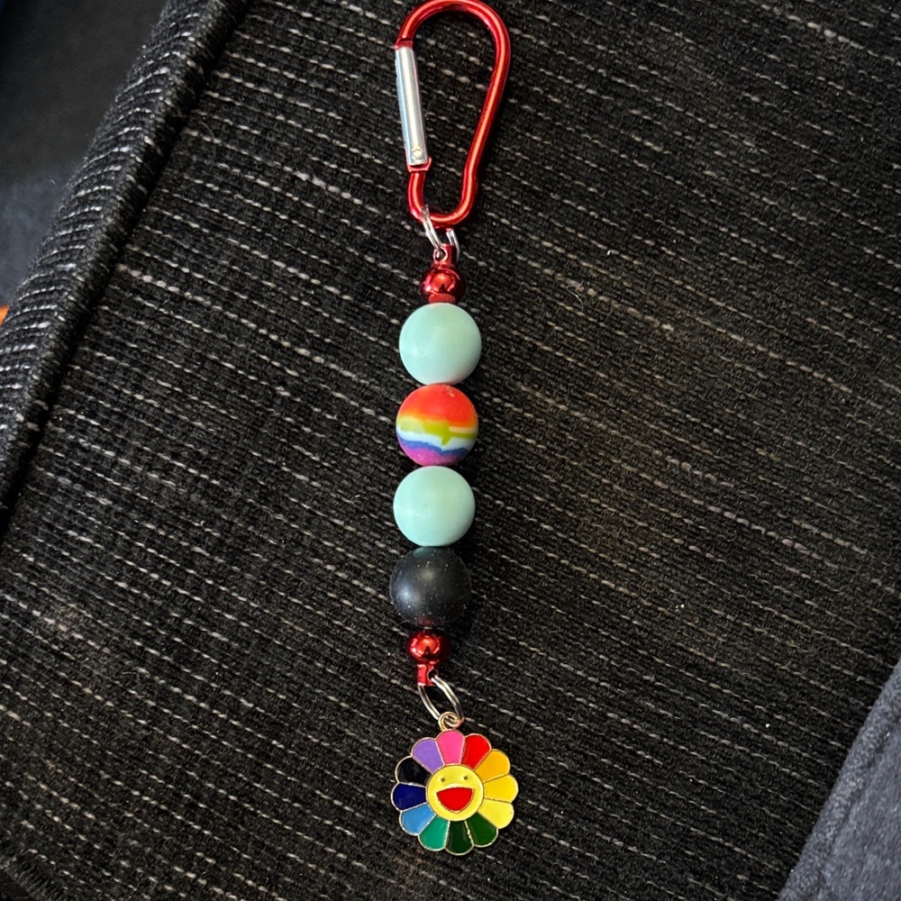 Colorful Kids Keychain with Flower Charm
